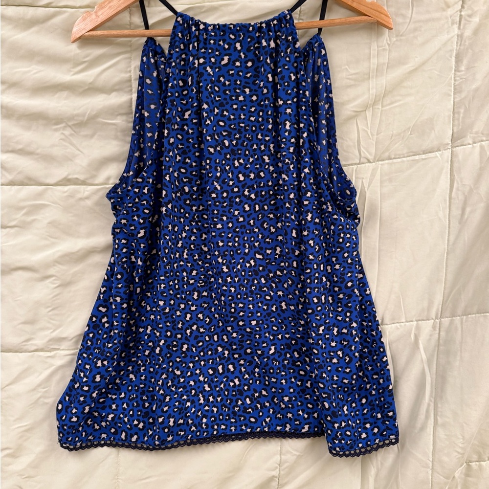 Collective Concepts Cobalt Leopard Print Blouse